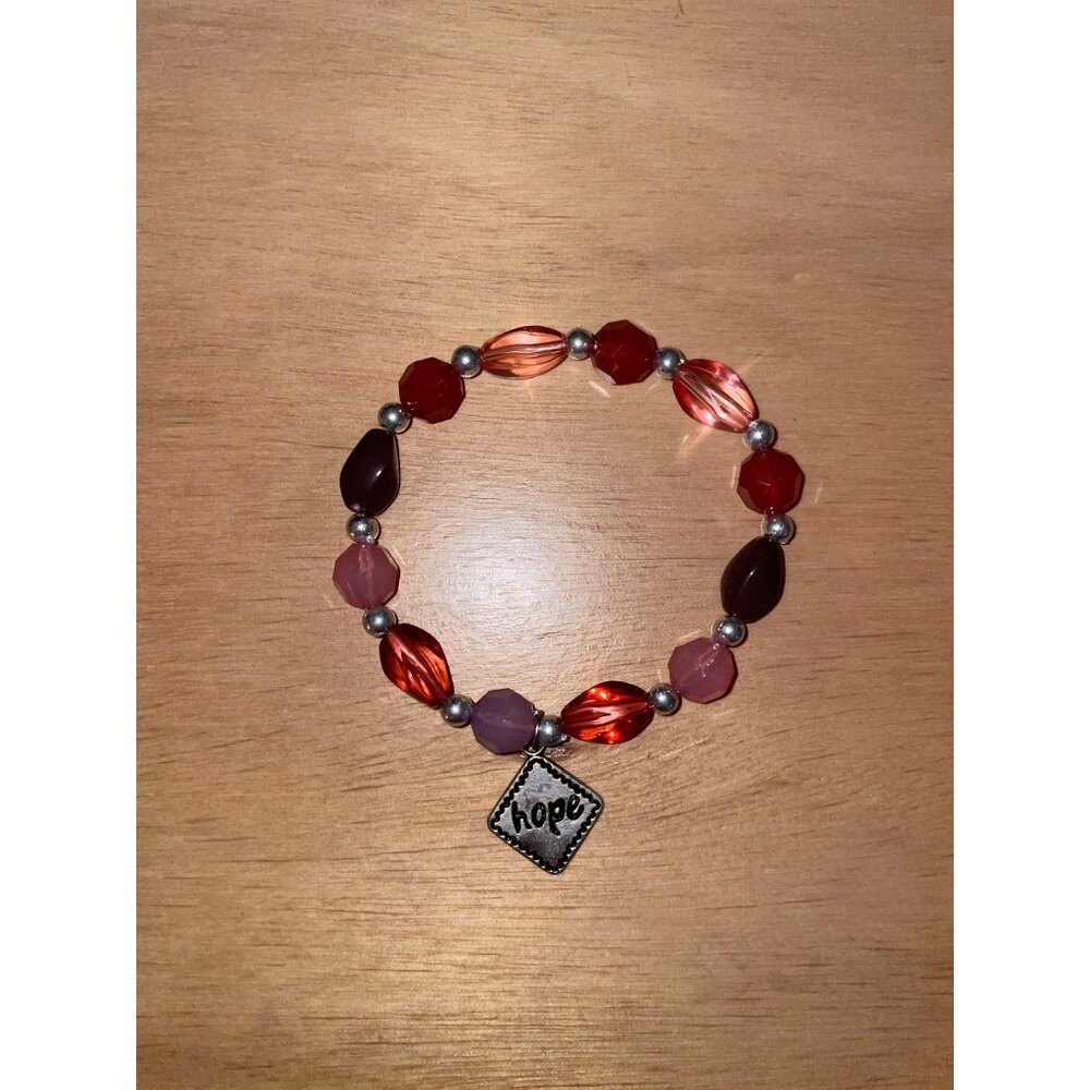 New Women’s Hope Beaded Elastic Bracelet Pink Burgundy Dark Orange one size